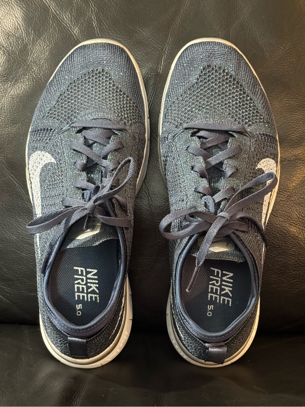 Nike Women's Free Flyknit 5.0 Running Shoes Navy Sparkle Size 7